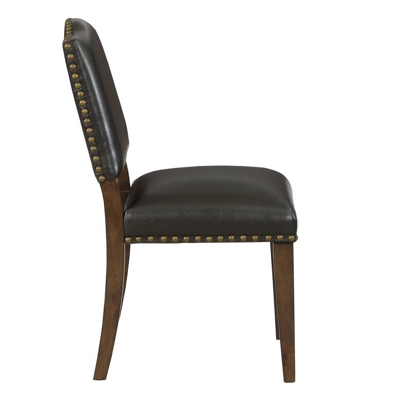 Faux Leather Dining Chair with Nail Heads - Set of 2