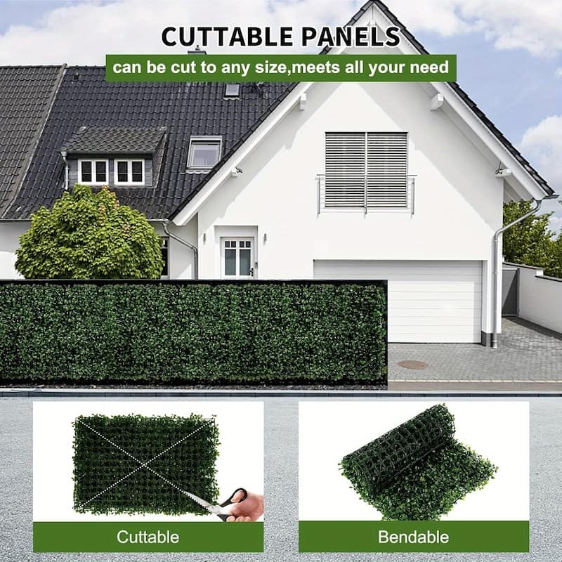 12PCS 24"x16"Artificial Boxwood Boards,UV Protected Grass Wall Panels & Boxwood Fence Panels for Green Wall Decor,Garden Fence