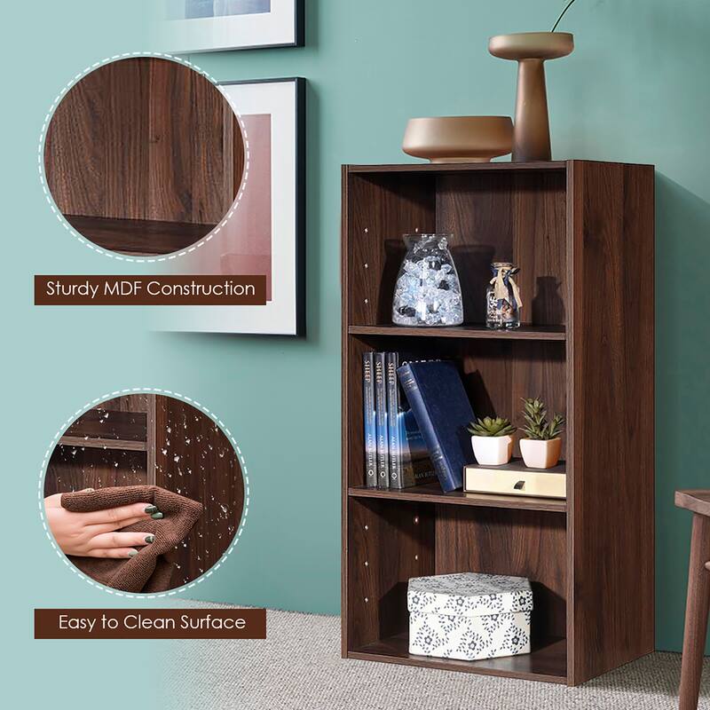 Gymax 3 Open Shelf Bookcase Modern Multi-functional Storage Display - See Details