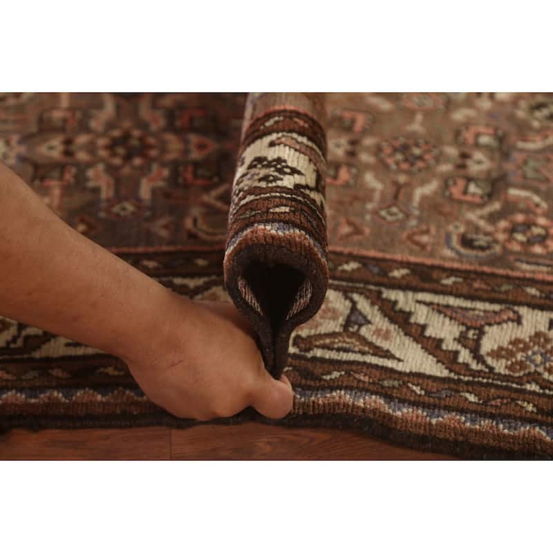 Traditional Hamedan Persian Vintage Runner Rug Handmade Wool Carpet - 3'8"x 9'8"