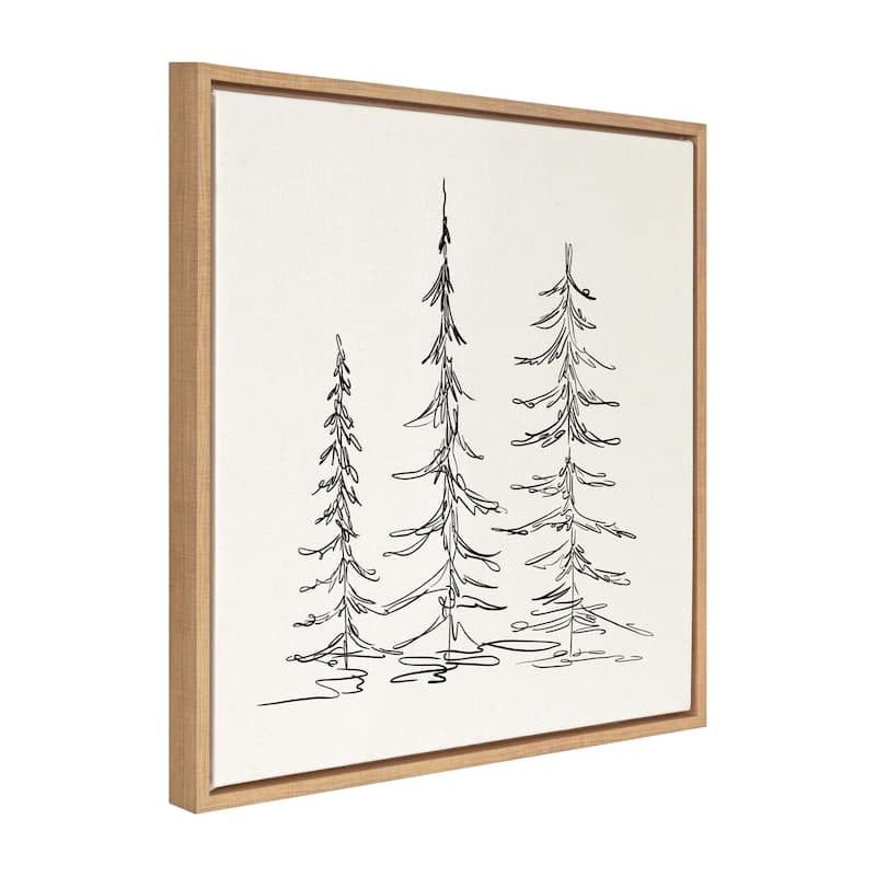 Kate and Laurel Sylvie Trees Canvas by The Creative Bunch Studio - 30x30 - Plastic - Natural