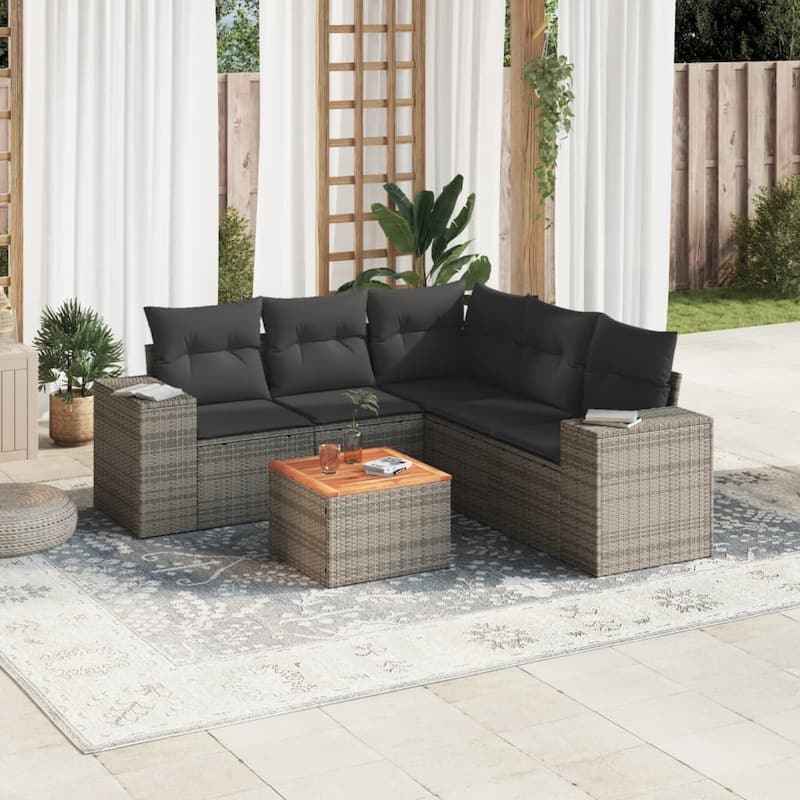 vidaXL Garden Sofa Set Black - 21.7 x 21.7 x 14.6 - Gray Large  - form1