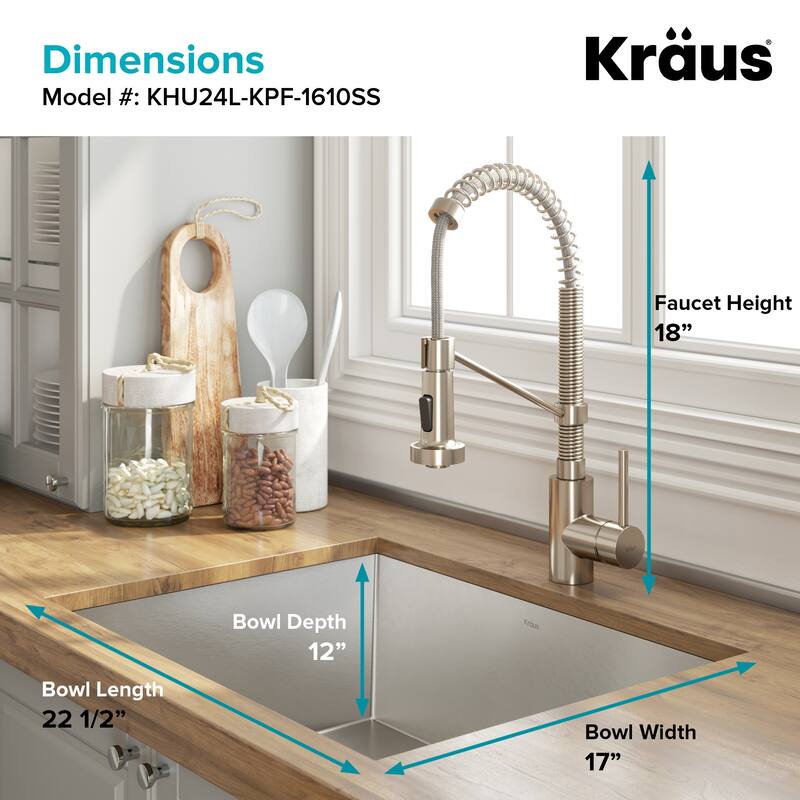 Kraus 3-in-1 Set Undermount Kitchen Sink, Pulldown Faucet, Dispenser