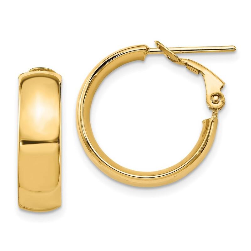 Curata 14k Yellow, White or Rose Gold High Polished 20x6mm Omega Back Hoop Earrings