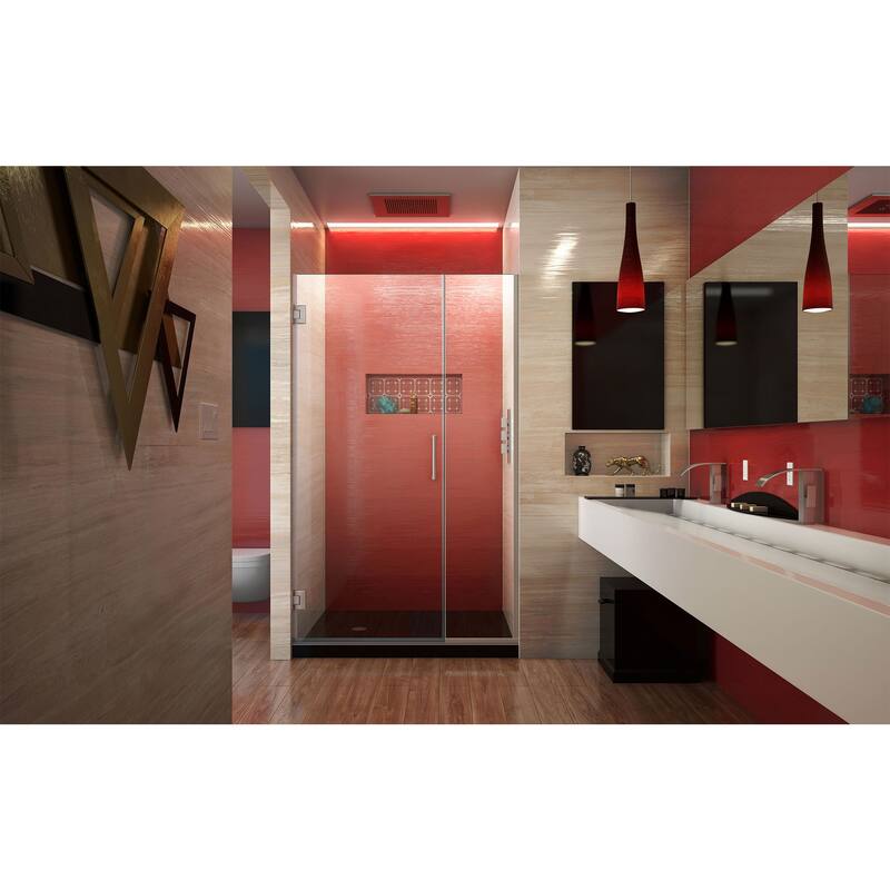 DreamLine Unidoor Plus 41-41 1/2 in. W x 72 in. H Frameless Hinged Shower Door - 41" - 41.5" W