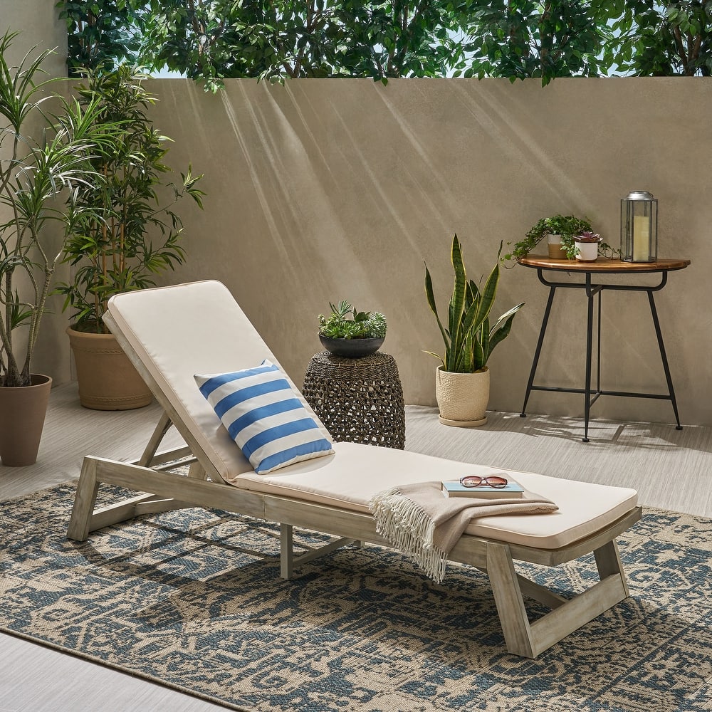 Maki Acacia Wood Chaise Lounge Set by Christopher Knight Home