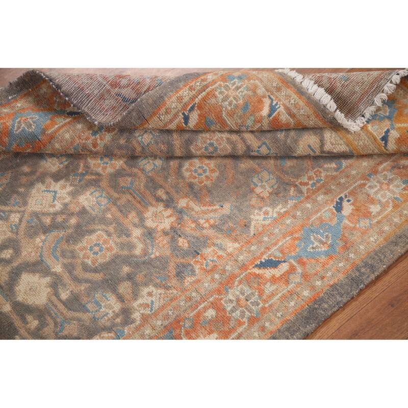 Hand Knotted Oriental 100% Wool Carpet Traditional All-Over Greys & Charcoal Mahal Runner Rug - 10' 2'' X 3' 7''