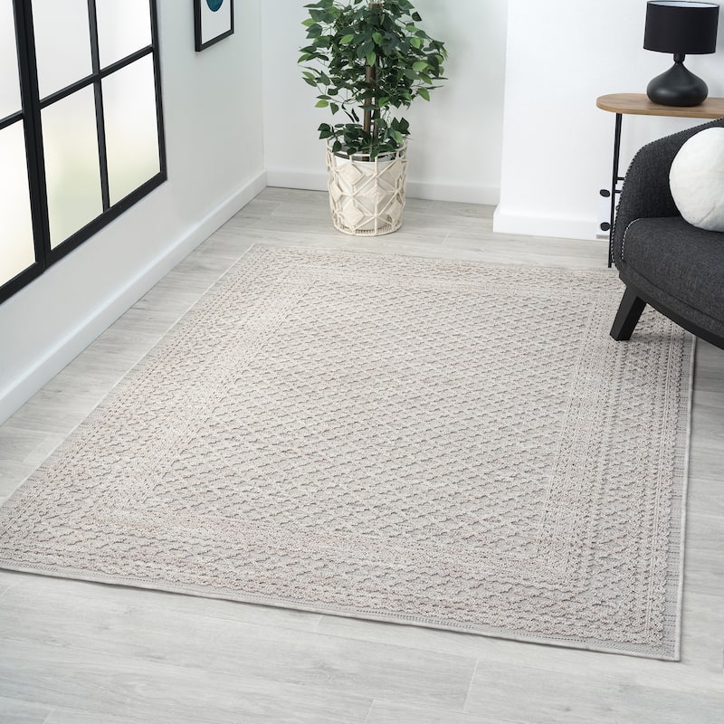 Sevita Bordered PET Yarn Indoor/Outdoor Area Rug