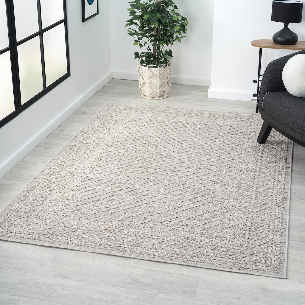 Sevita Bordered PET Yarn Indoor/Outdoor Area Rug