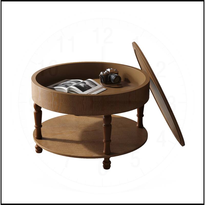 31.5" Coffee Table with Dual Storage for Living Room