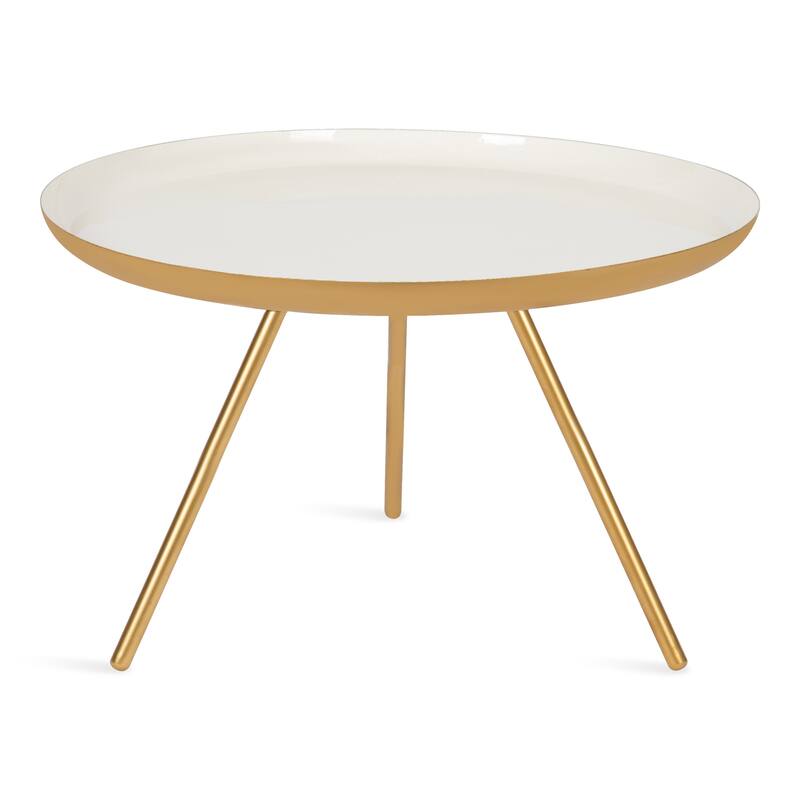 Kate and Laurel Laranya Round Metal Coffee Table - 25" Diameter - White/Gold