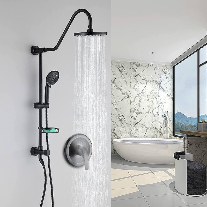 YASINU Wall-Mounted Rain Shower System with 5-Function Handheld Shower