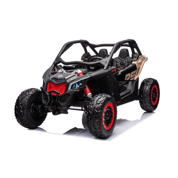 slide 2 of 10, 2x24V 4x4 Can Am Maverick 2 Seater Ride on UTV for Kids Khaki - Assembly Required