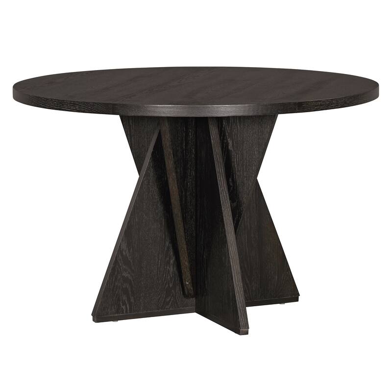 5 Piece Wood Round Dining Table Set with 4 Upholstered Chairs