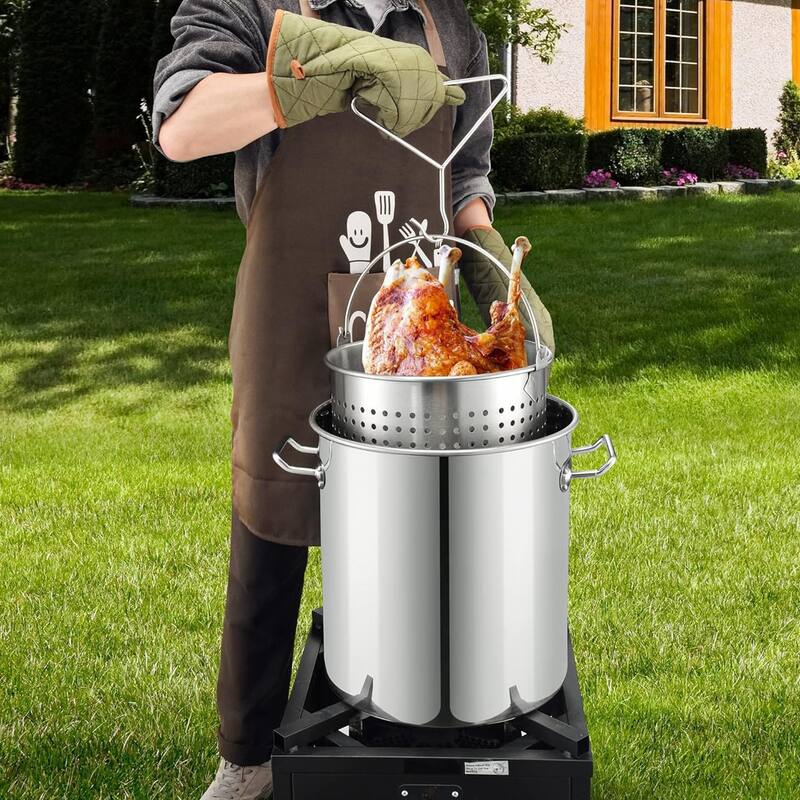 30QT Propane Turkey Fryer, Aluminum Stock Pot with Burner Stand - 30 QT