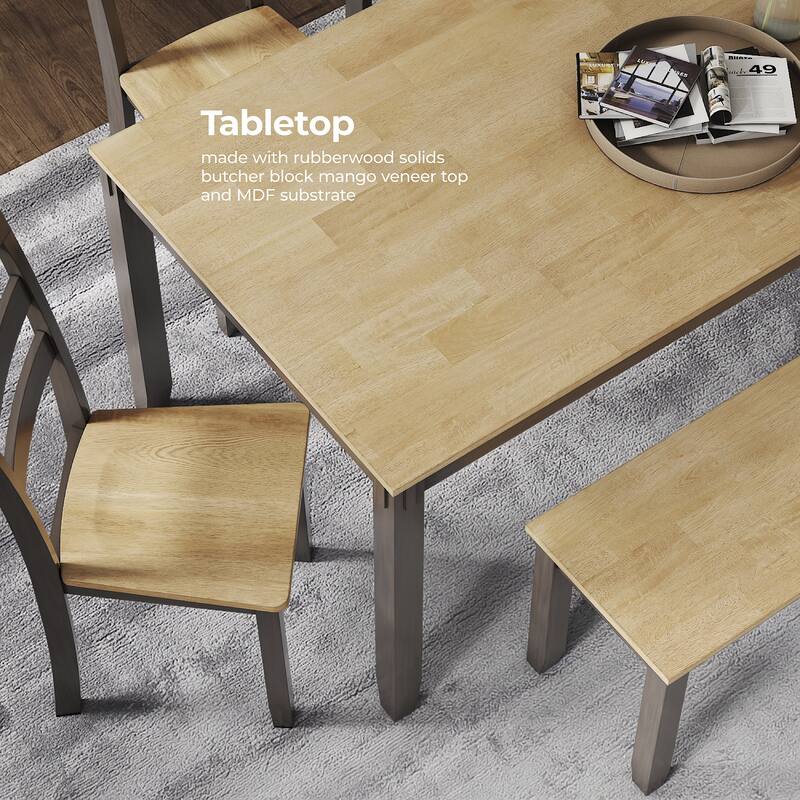 Signature Design by Ashley Gesthaven Natural/Brown Dining Table with 4 Chairs and Bench (Set of 6)