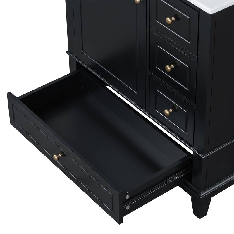 30" Bathroom Vanity with Sink,with Shelf and Three Drawers