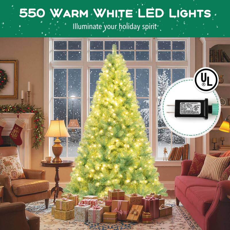 Costway 6.5 FT/7.5 FT Artificial Xmas Tree with 250/550 White LED - See Details