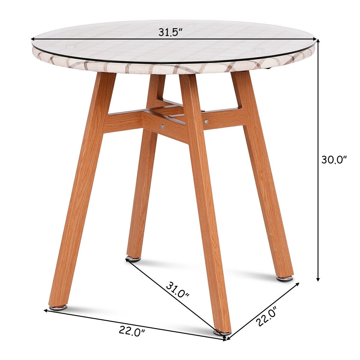 Shop Costway Round Dining Table Steel Frame Tempered Glass Top