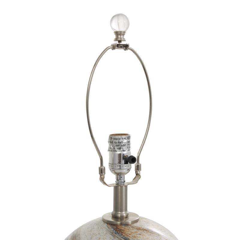 Glass Round Room Accent Lamp with Marble Inspired Design and Gold Accents - Beige - Roche River Decor