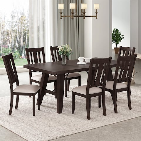 Merax Industrial 7-Piece Dining Set with 72" Rectangular Table