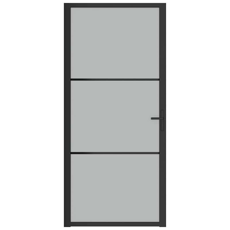vidaXL Glass Door Interior Door with Alloy Handle ESG Glass and Aluminum Black