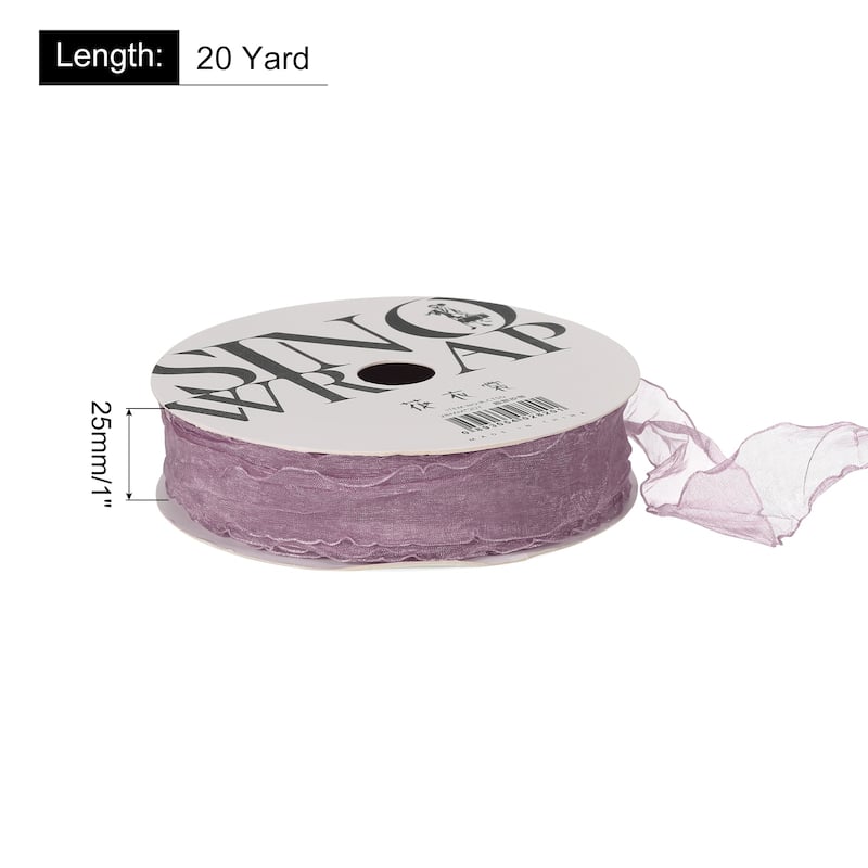 1 Inch 20 Yard Sheer Organza Ribbon Shimmer Chiffon Tulle Ribbons - Lavender Purple