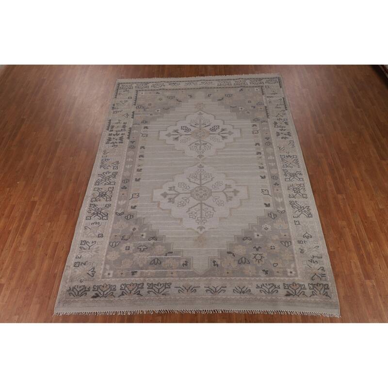 Geometric Heriz Serapi Indian Area Rug Hand-Knotted Wool Carpet - 8'9"x 11'8"