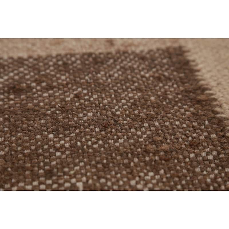 Hand Woven Oriental 100% Jute Carpet Southwestern Modern Beige & Ivories Kilim Area Rug - 9' 9'' X 8' 2''