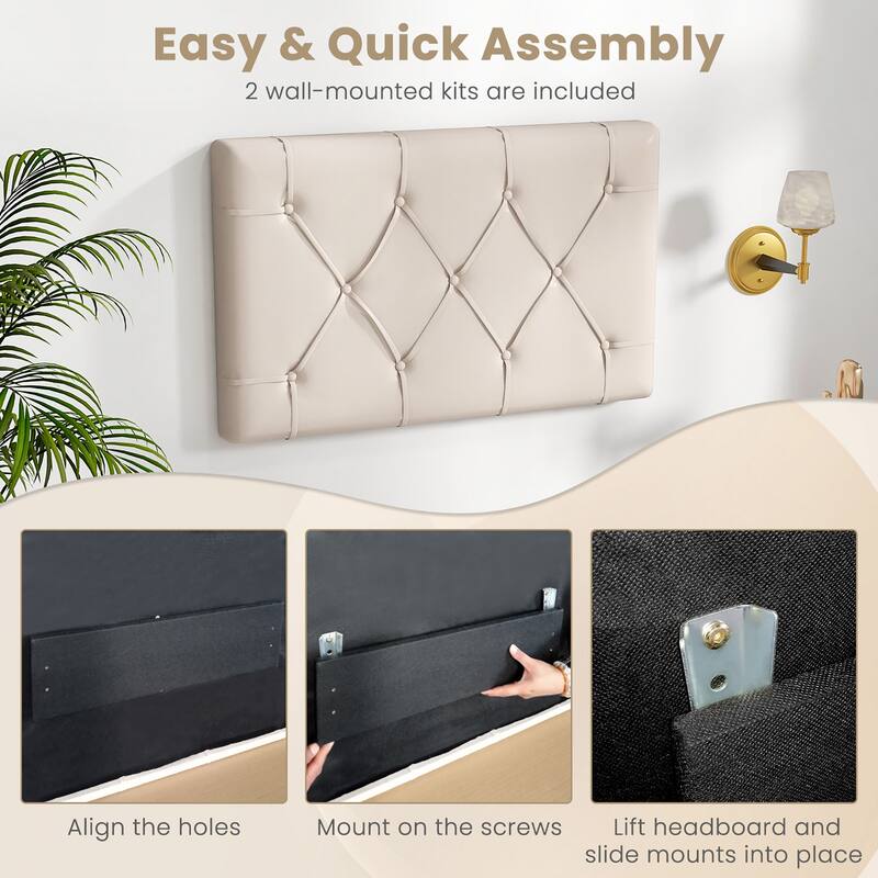Gymax Upholstered Headboard for Twin Size Bed w/ Fabric Upholstery