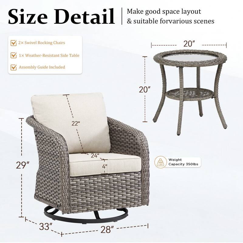 Pocassy Outdoor Patio Furniture Wicker Sofa Chair Set