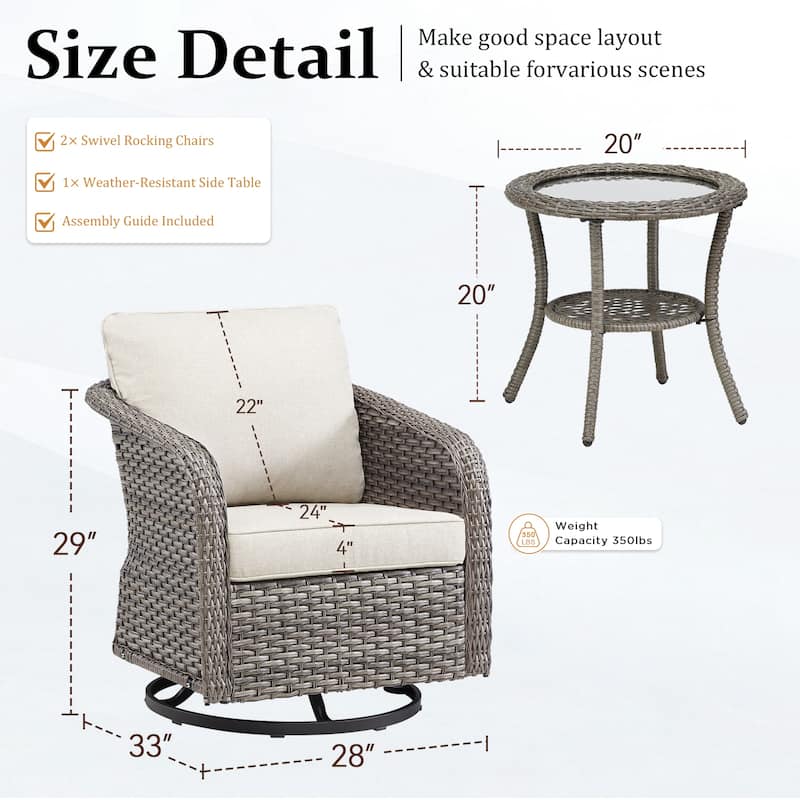Pocassy Outdoor Patio Wicker Sofa Chair Furniture Set