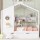 preview thumbnail 3 of 34, Playhouse Design Full Size House Wooden Bed With Trundle, Modern Design for Kids with Storage Shlef-White