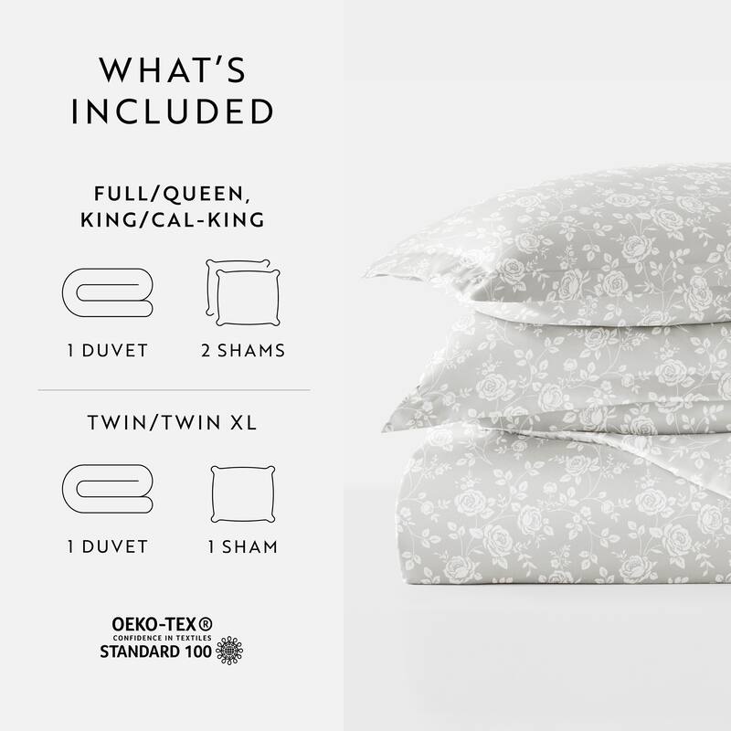 Becky Cameron Oversized Rose Grey 3-piece Duvet Cover Set