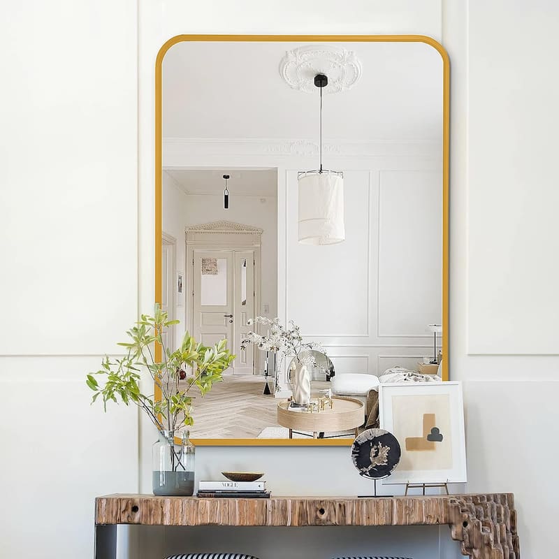 Bathroom Mirror for Over Sink Wall Mirror Metal Frame Rounded Rectangular Vanity Mirrors for Bedroom Living Room Entryway Decor - 22" x 30" - Gold