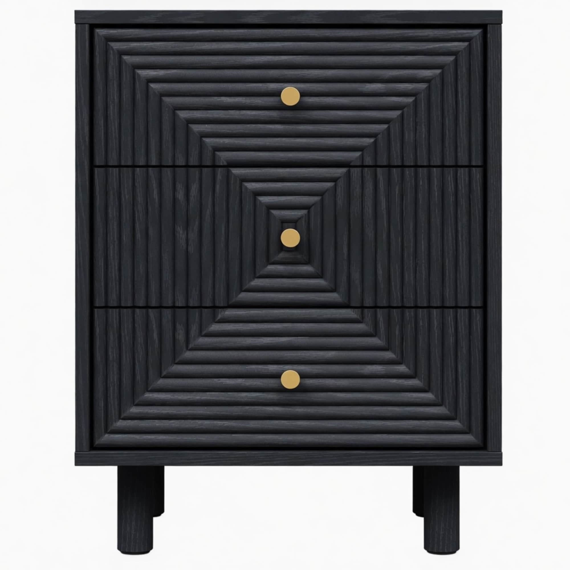 18.7" 3-Drawer Nightstand with Solid Wood Legs