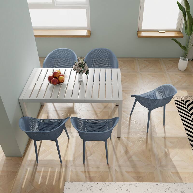 2-Pack Modern Lounge Chairs - Indoor/Outdoor All-Weather PP Plastic, Lightweight & Stackable for Patio, Beach, Living Room