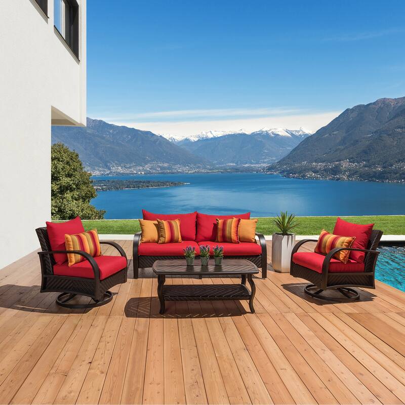 Barcelo 4 Piece Sunbrella Outdoor Patio Motion Seating Set with Table