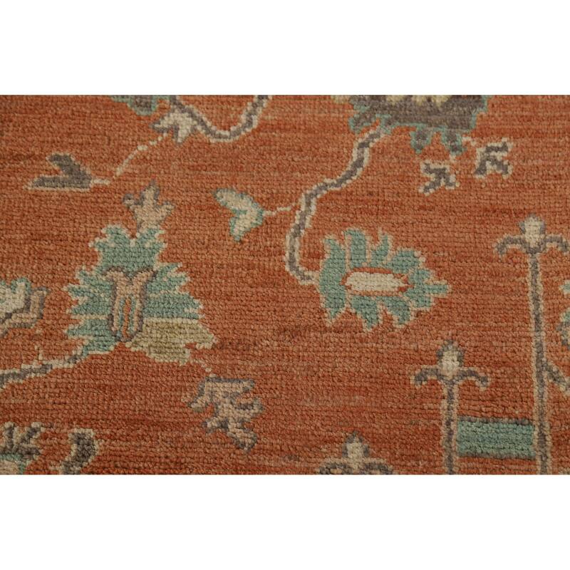 Hand Knotted Oriental 100% Wool Carpet Transitional Medallion Oranges & Rust Oushak Area Rug - 10' 1'' X 8' 5''