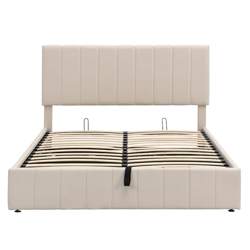 Merax Upholstered Platform Bed with a Hydraulic Storage System