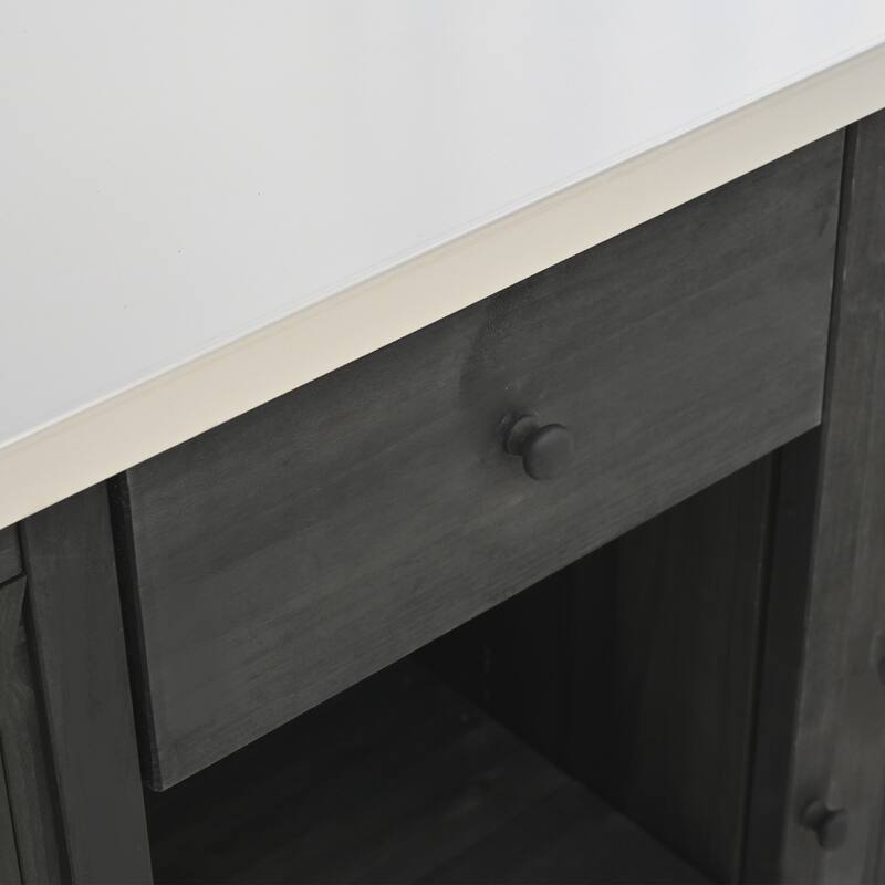 Outdoor Kitchen Island Fir Wood Kitchen Island with Stainless Steel Top, Ample Storage Space, Towel and Spice Racks