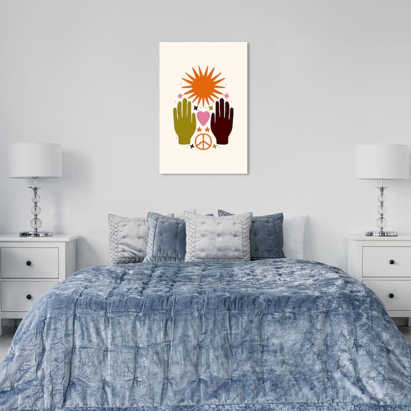 Wynwood Studio Canvas Symbols and Objects Retro Couple Power Orange and Dark Orange Modern & Contemporary Wall Art Canvas Print - 24 x 36