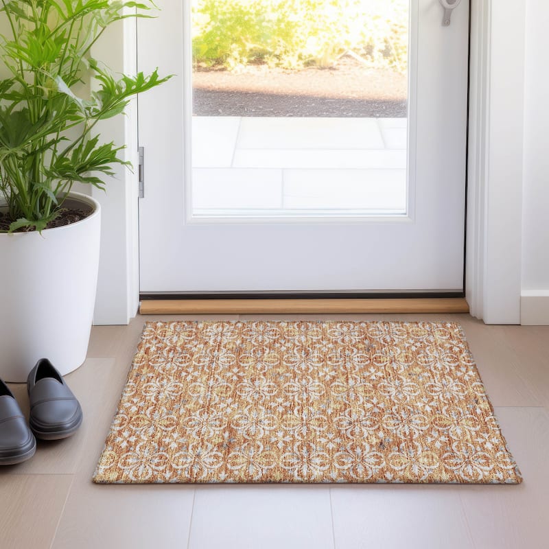 Premium Washable Super Soft Transitional Medallions Mayfield Rug - Copper - 1'8" x 2'6"