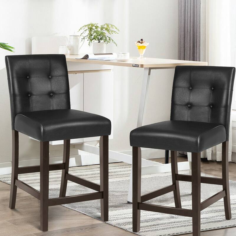 Gymax Set of 2 Bar Stools 25inch Counter Height Barstool Pub Chair - See Details