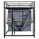 preview thumbnail 18 of 38, Metal & Wood Full Size Loft Metal Bed with Desk,Power Outlet,LED and Wardrobe