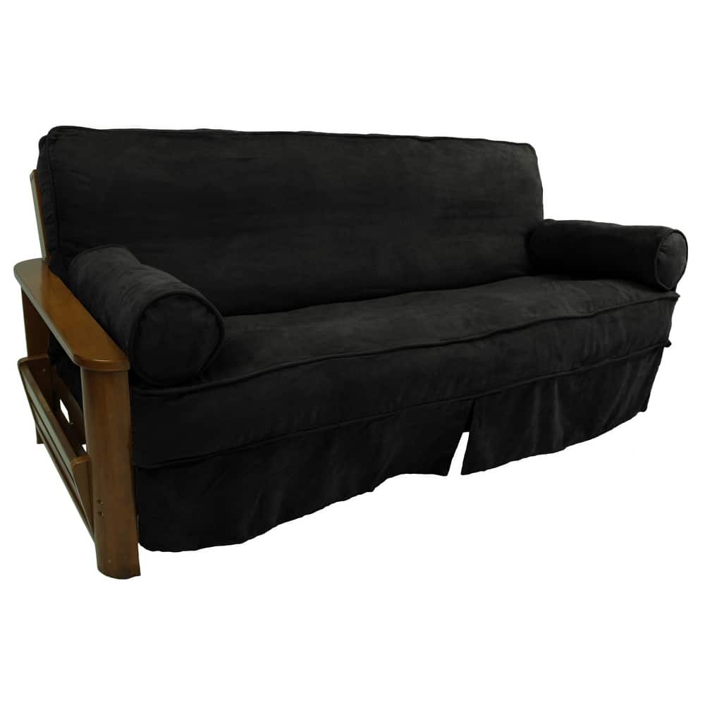 Microsuede Full-Size 8-10 Inch Thick Futon Slip Cover Set with Two Bolster Pillows - Full