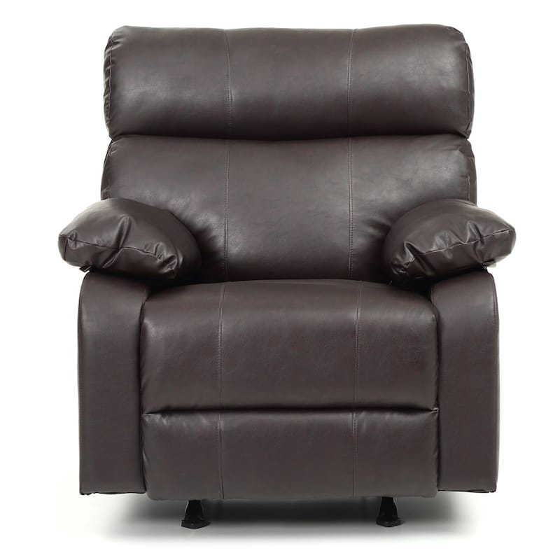 Faux Leather Upholstered Reclining Chair with Padded Arms - 39" - Dark Brown