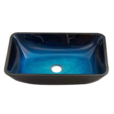 VIGO Donatello 18"L x 13"W x 4"H Glass Rectangular Vessel Bathroom Sink