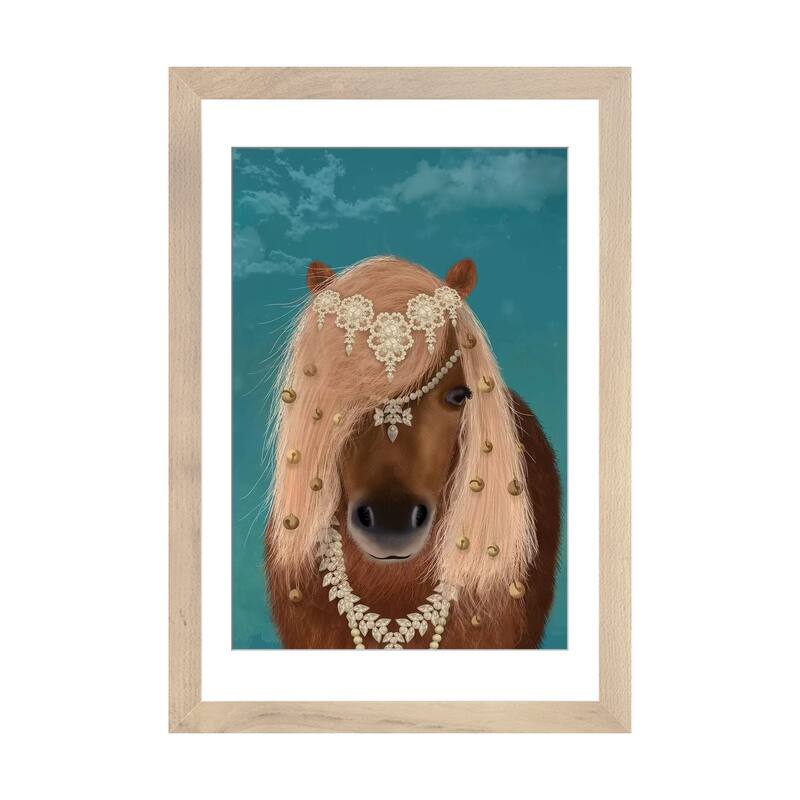 iCanvas "Horse Brown Pony with Bells, Portrait I" by Fab Funky - Natural - 24x16x1
