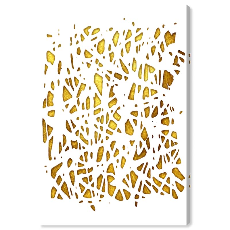 Wynwood Studio Canvas Abstract Golden Web White and Metallic Gold Modern & Contemporary Wall Art Canvas Print